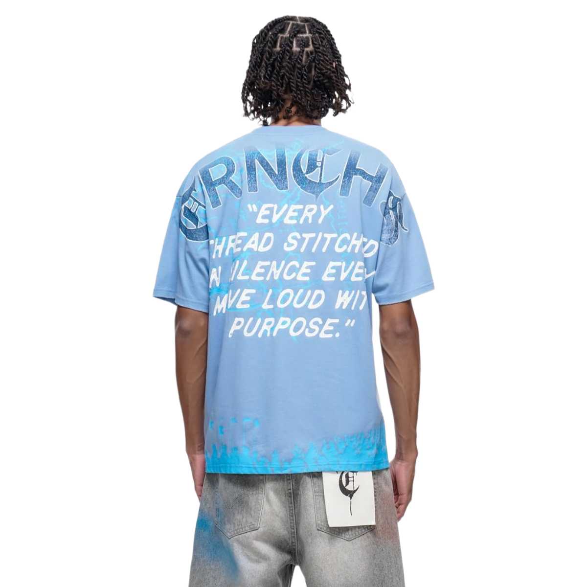 TRNCHS 'STITCHED IN SILENCE' SS TEE (BLUE)