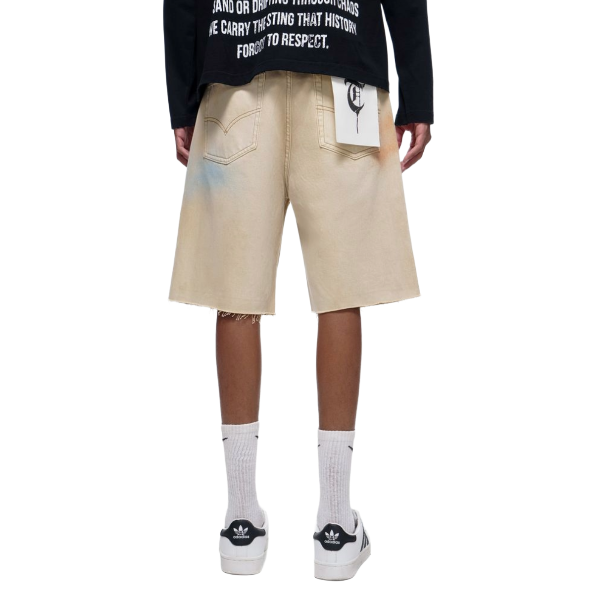 TRNCHS 'OPERATOR' WASHED DENIM SHORTS (KHAKI)