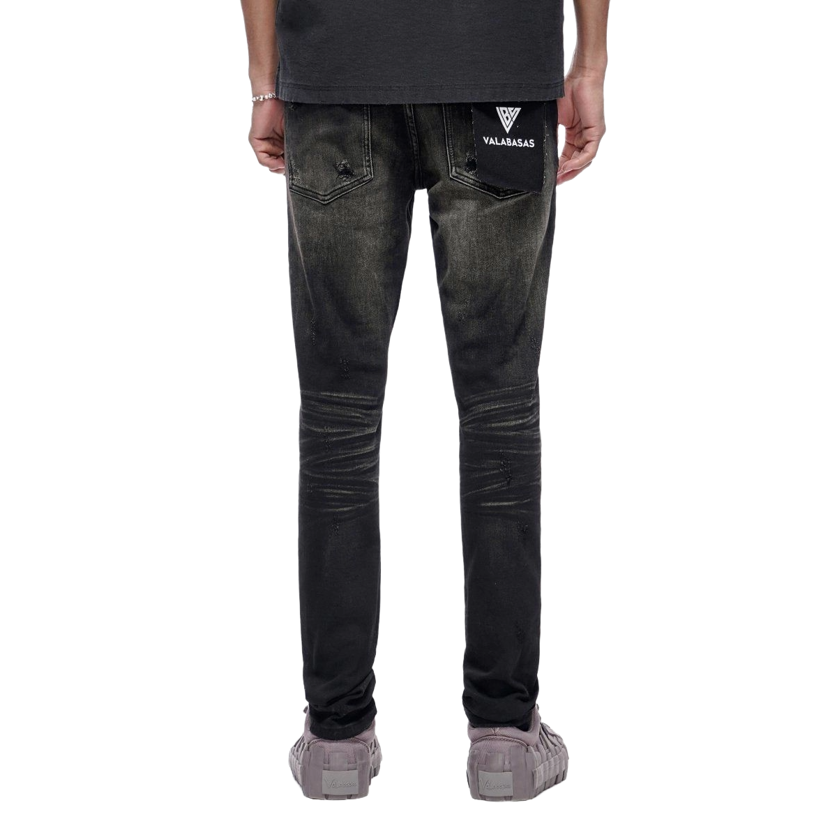 VALABASAS 'REPAIR' WASHED SKINNY DENIM (BLK)