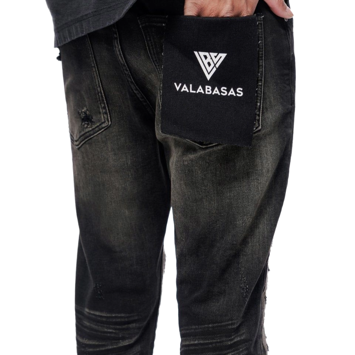VALABASAS 'REPAIR' WASHED SKINNY DENIM (BLK)