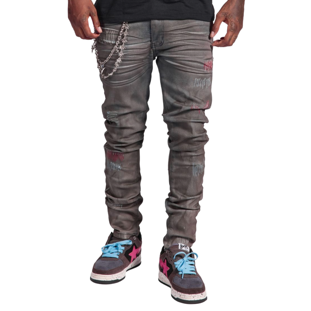 MELEE "DETROIT" SKINNY JEANS (OIL BLK)
