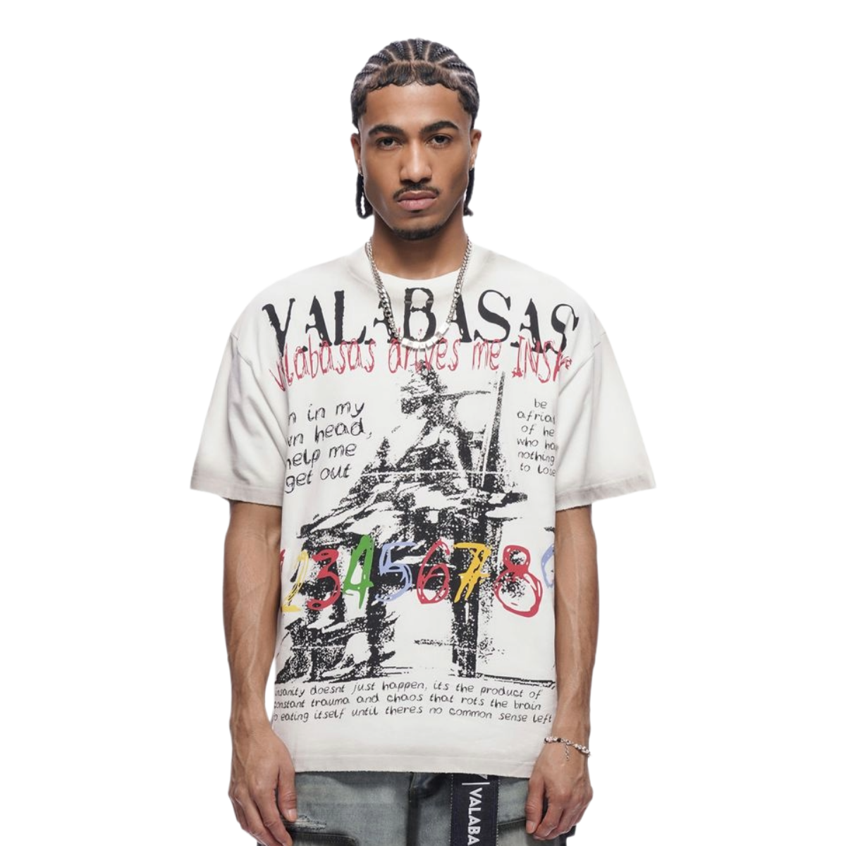 VALABASAS "INSANE" SS TEE (WHT)