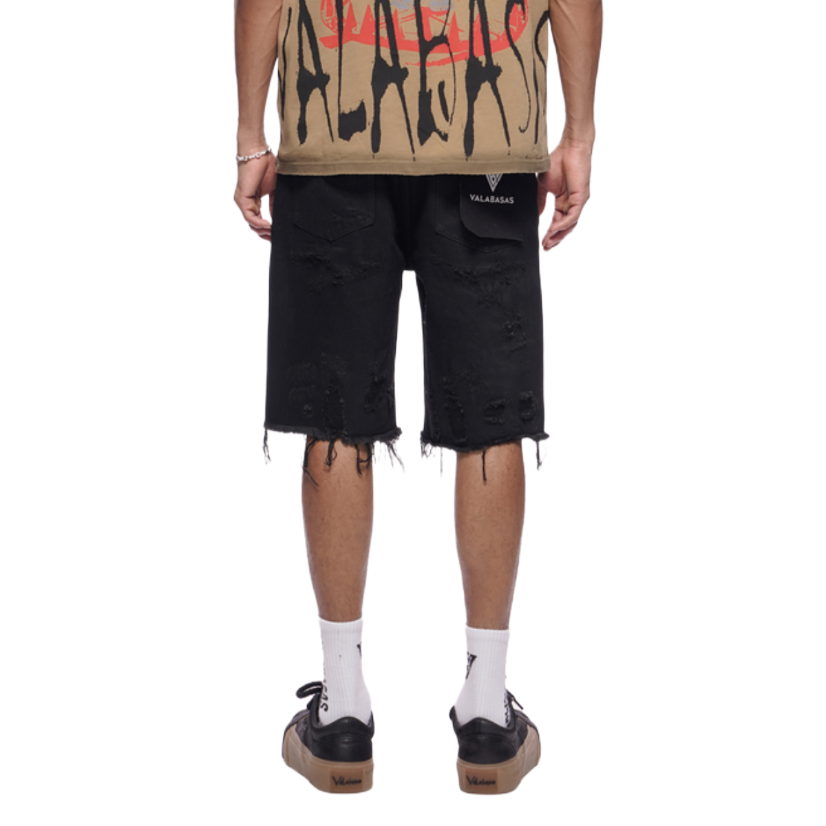 VALABASAS "CLIPPED" WAXED DENIM SHORTS (BLK)