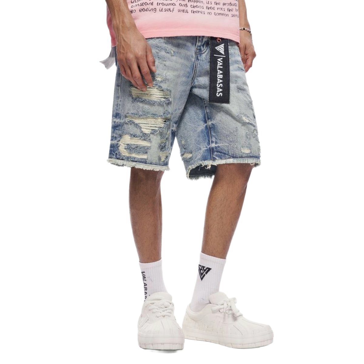 VALABASAS "CLIPPED" WASHED DENIM SHORTS (BLUE)