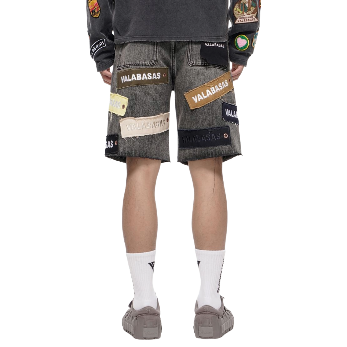 VALABASAS "BANNER" WASHED DENIM SHORTS (GREY)