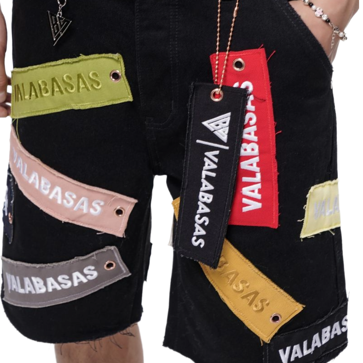 VALABASAS "BANNER" DENIM SHORTS (JET BLK)