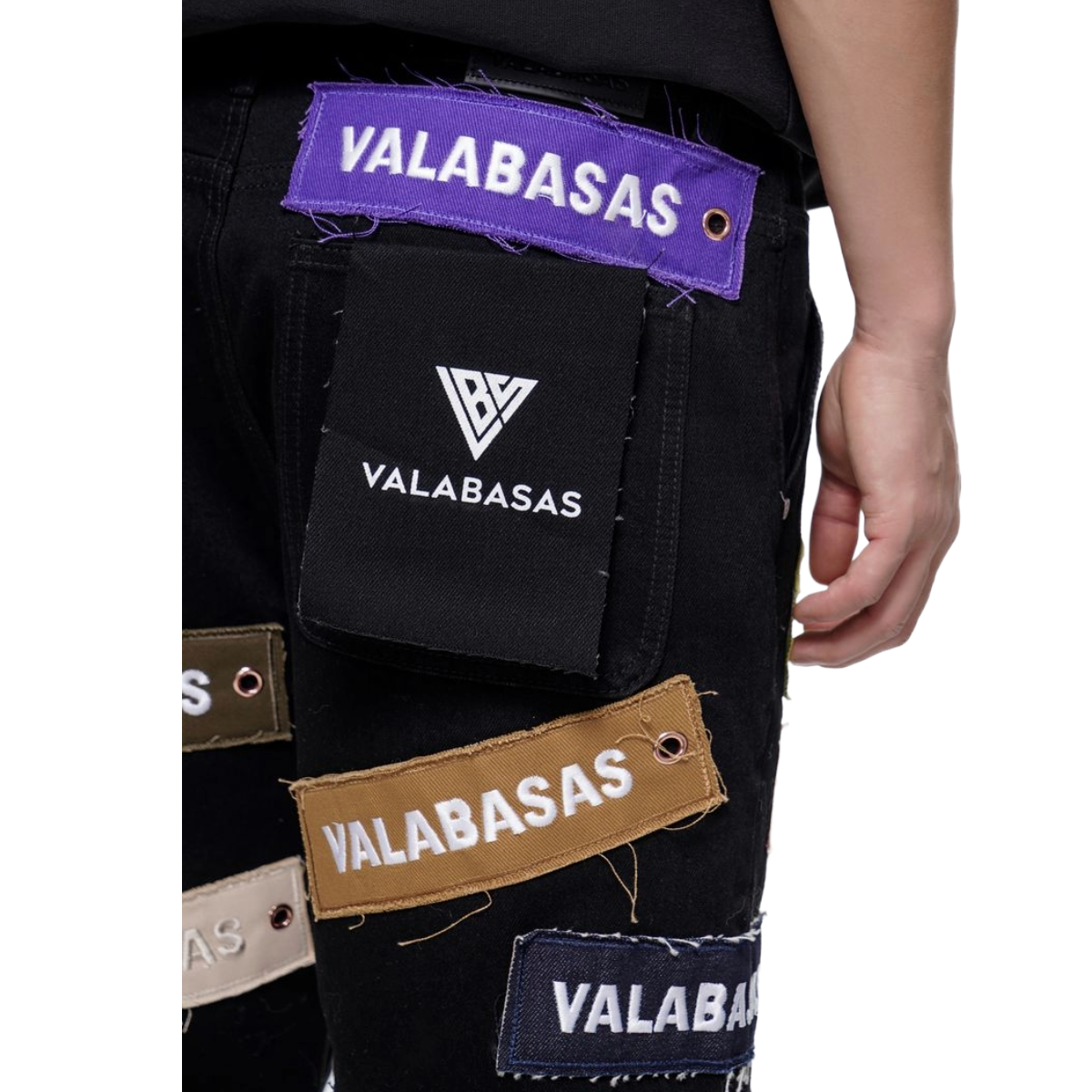 VALABASAS "BANNER" DENIM SHORTS (JET BLK)