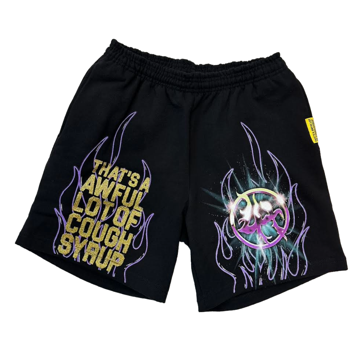 LOST HILLS X ALOCS 'PURPLE FLAME' SWEAT SHORTS (BLK)