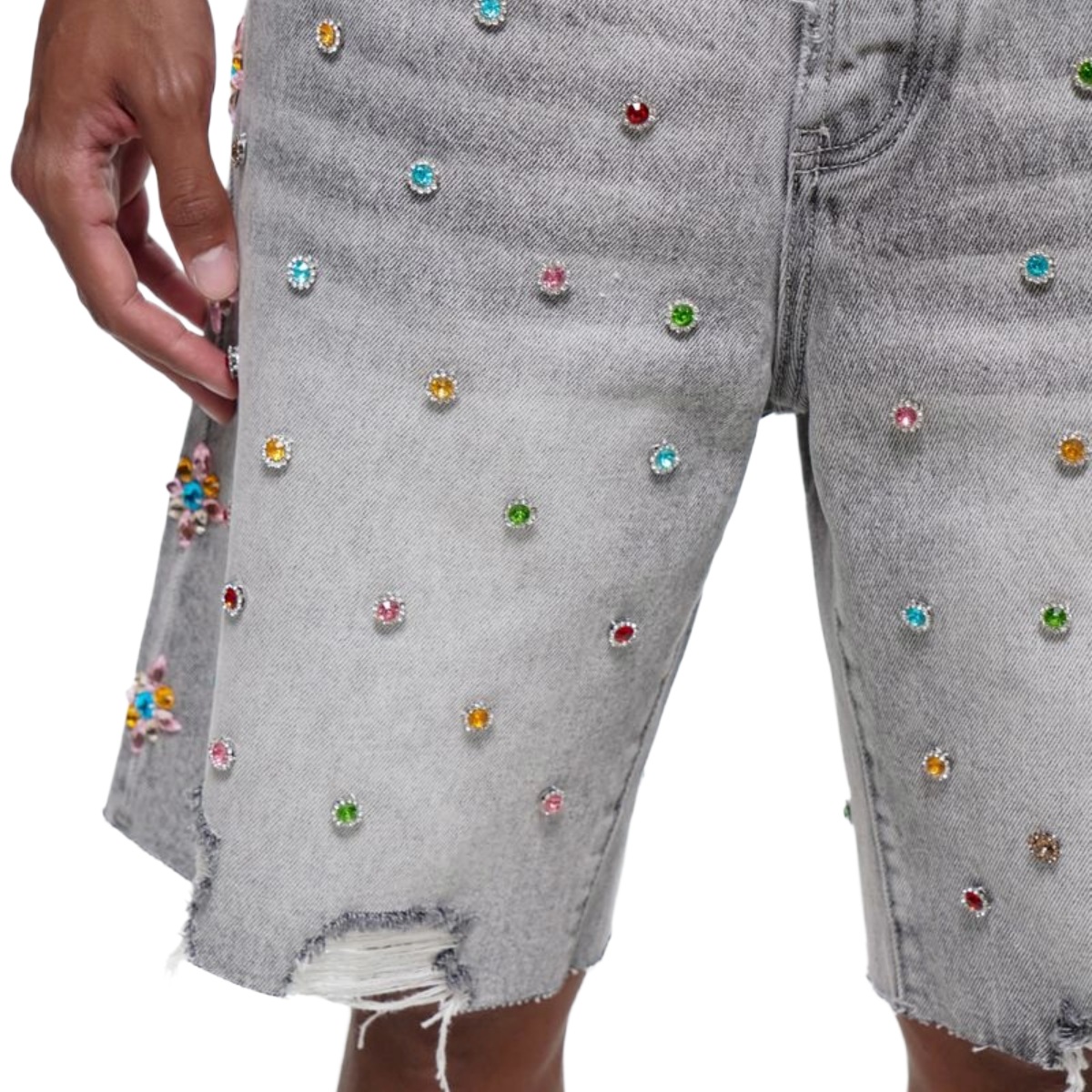 TRNCHS 'BOUNTY' WASHED DENIM SHORTS (GRAY)