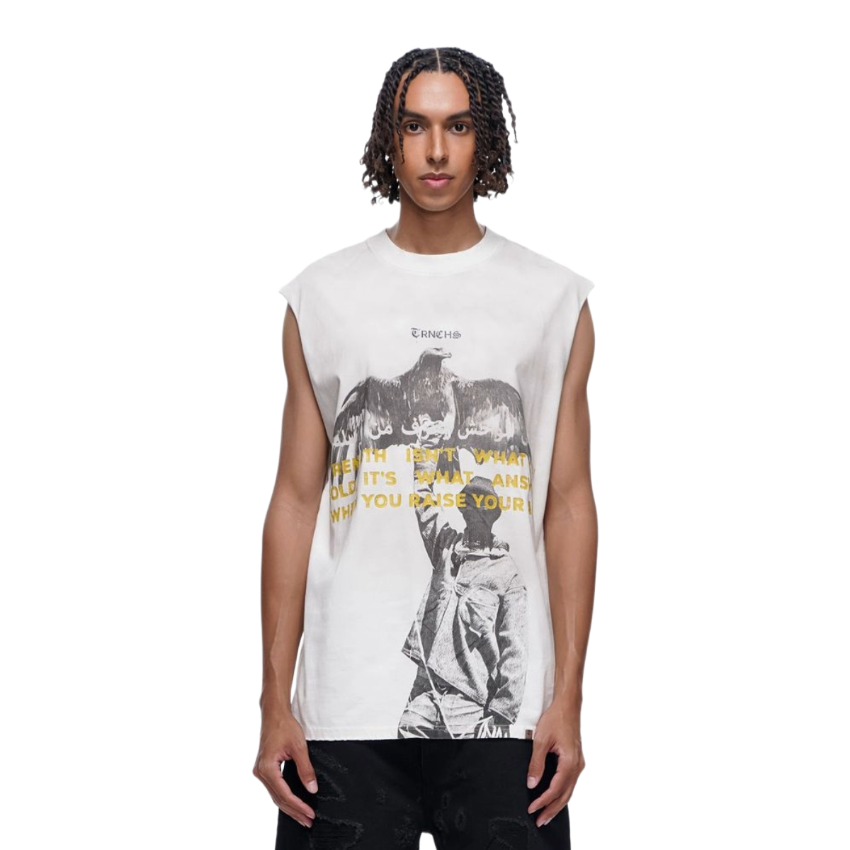 TRNCHS 'SILENT EAGLE' SLEEVELESS (WHT)