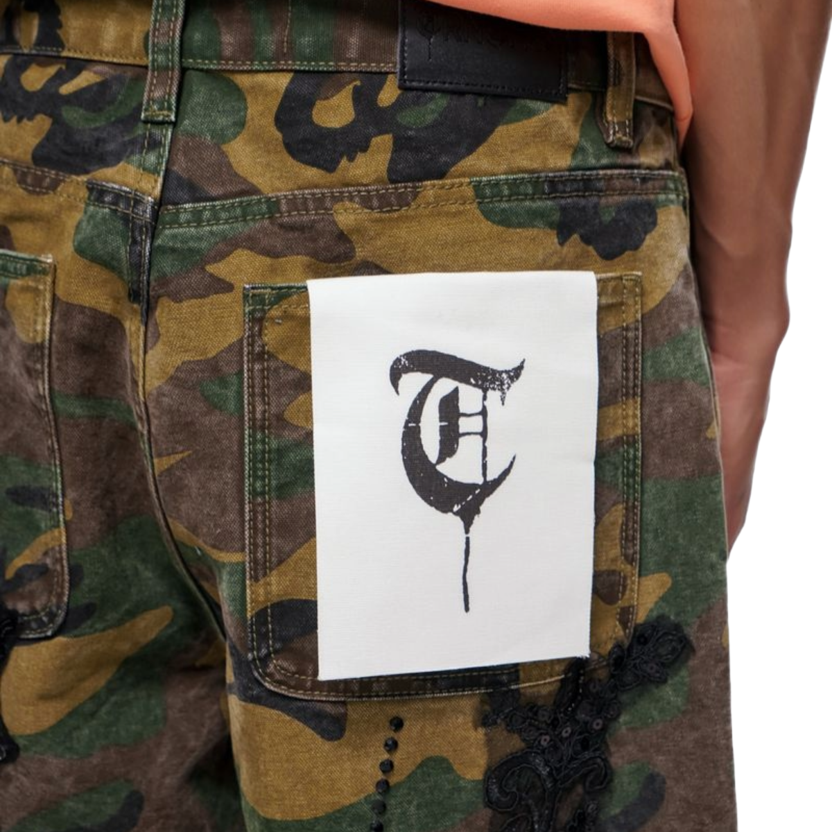TRNCHS 'STITCHED' DENIM SHORTS (CAMO)