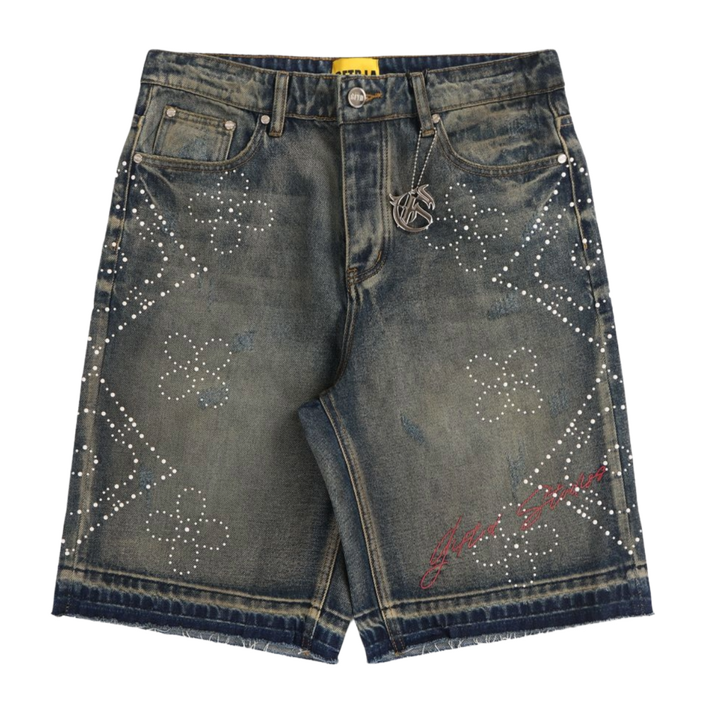 GFTD 'VICES A PARIS' DENIM SHORTS (BLUE)