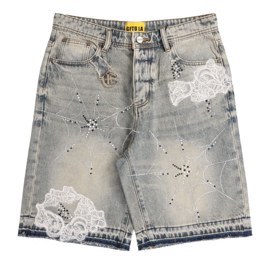 GFTD 'RIOT TOUR' DENIM SHORTS (LT BLUE)