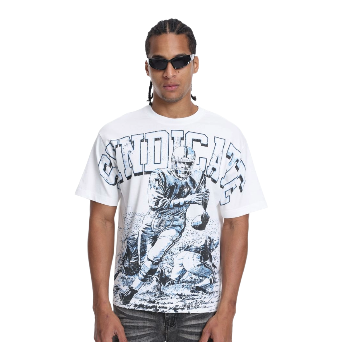 SYNDICATE 'TD' SS TEE (WHT/BLUE)