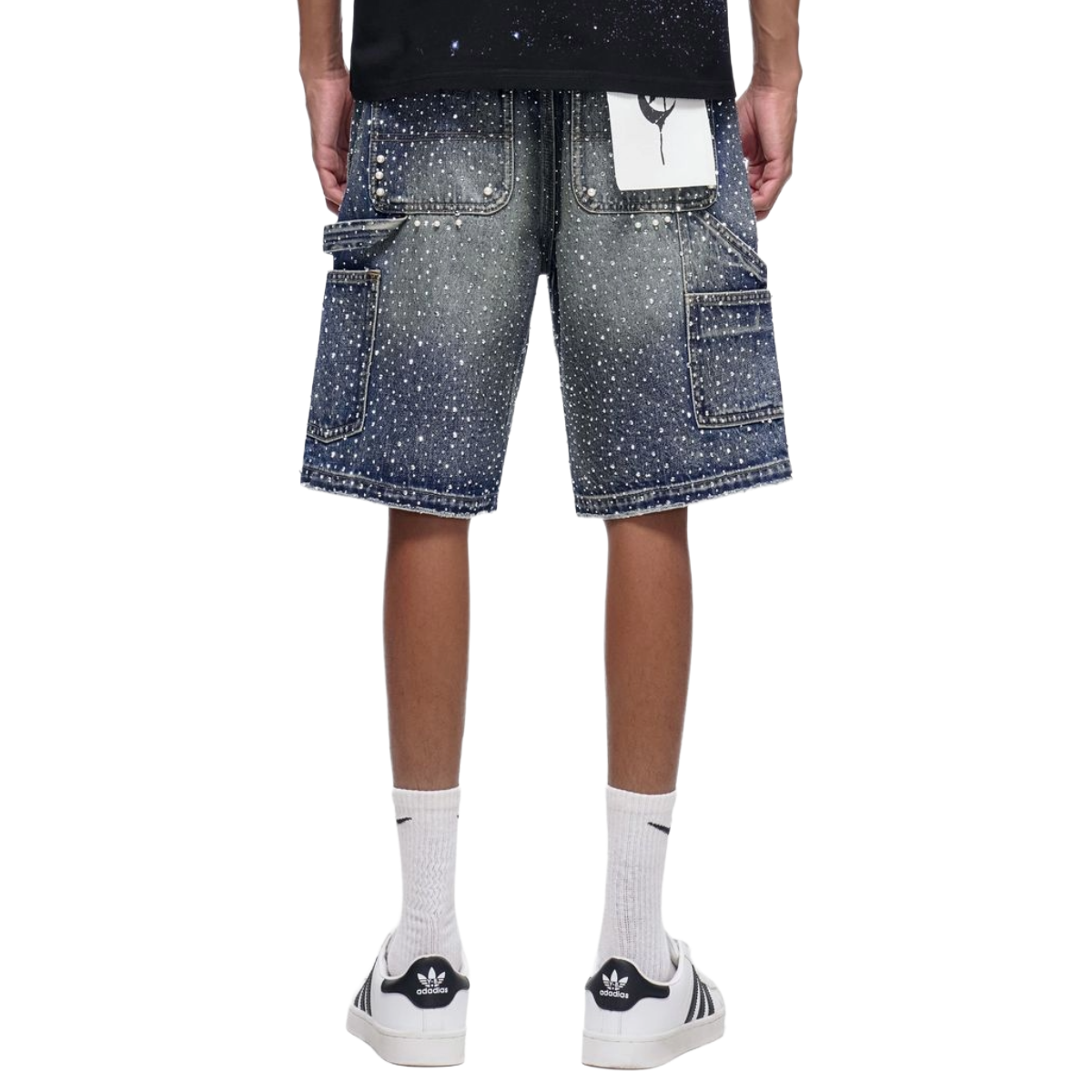 TRNCHS 'ARMOR' WASHED DENIM SHORTS (DK BLUE)