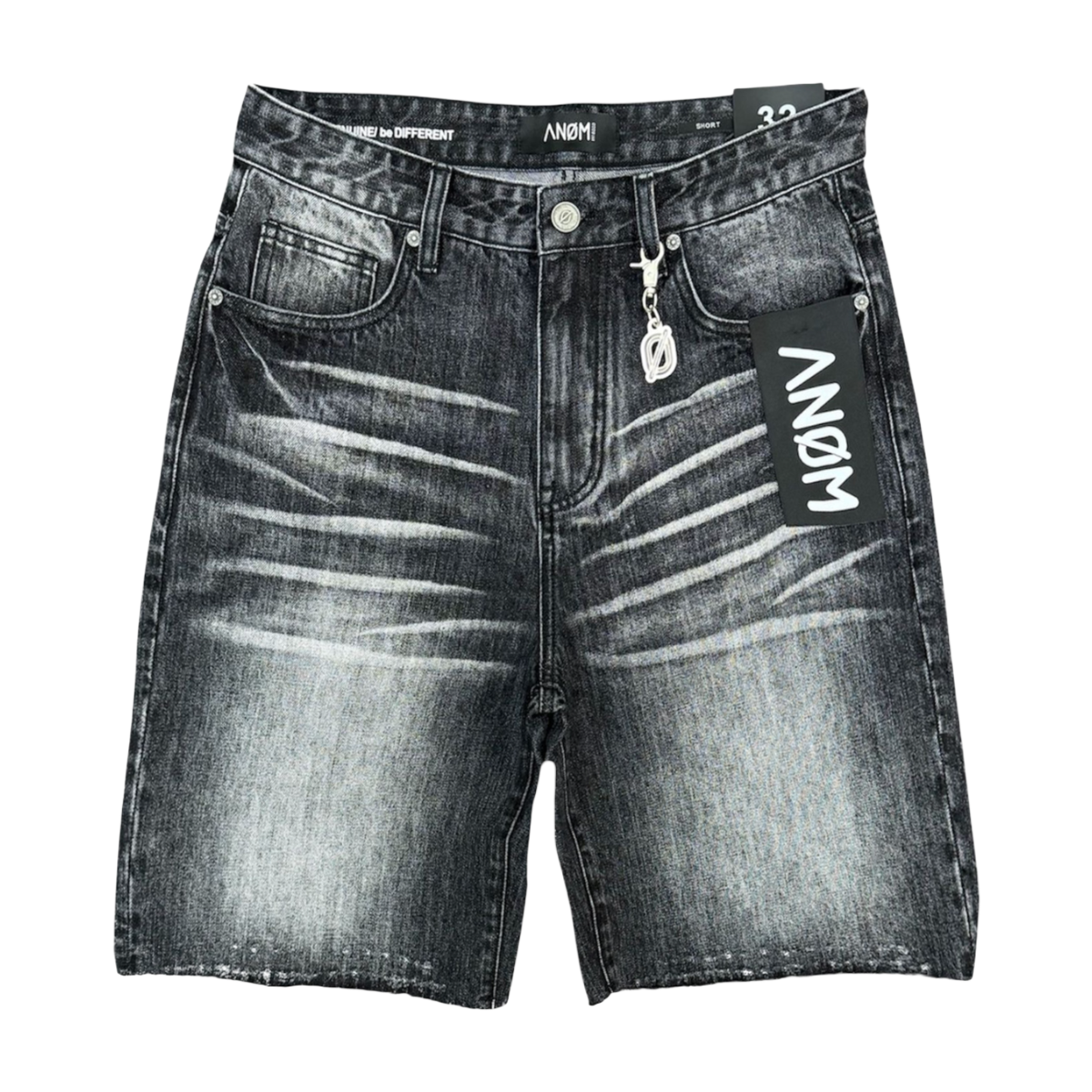 ANOM 'FRAME' WASHED DENIM SHORTS (BLK)