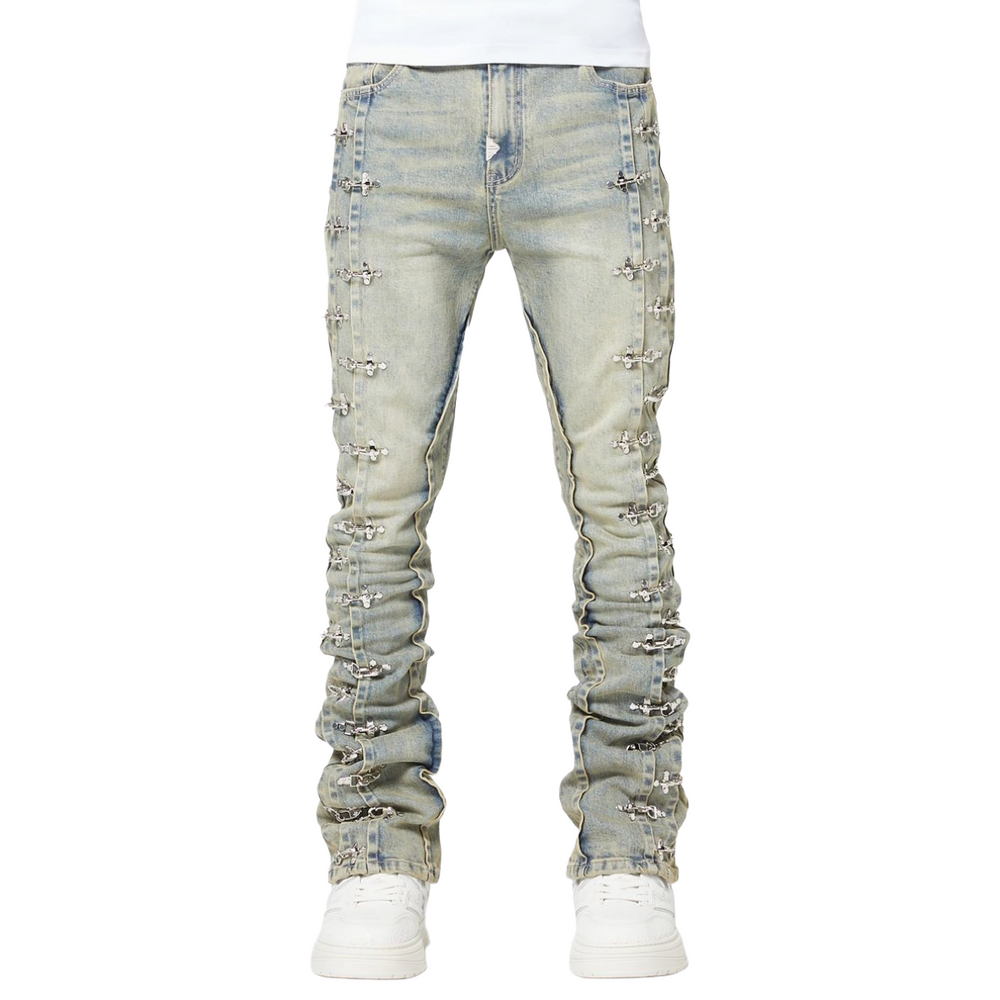 GUAPI 'AVIATION CLASP' SLIM STACKED DENIM (VTG BLUE)