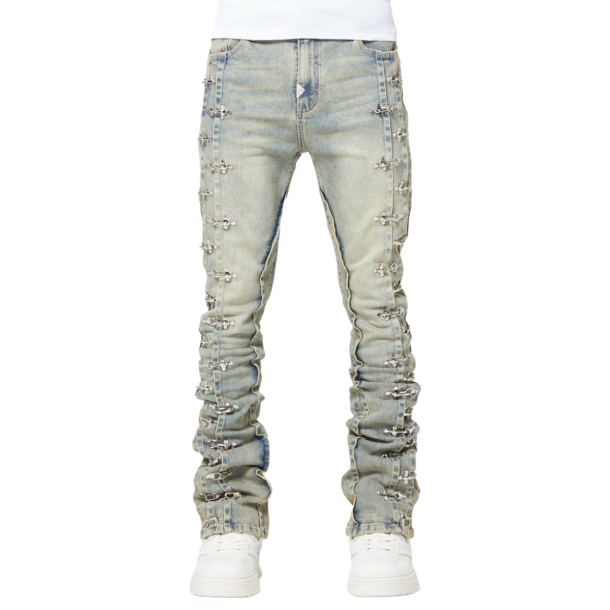 GUAPI 'AVIATION CLASP' SLIM STACKED DENIM (VTG BLUE)