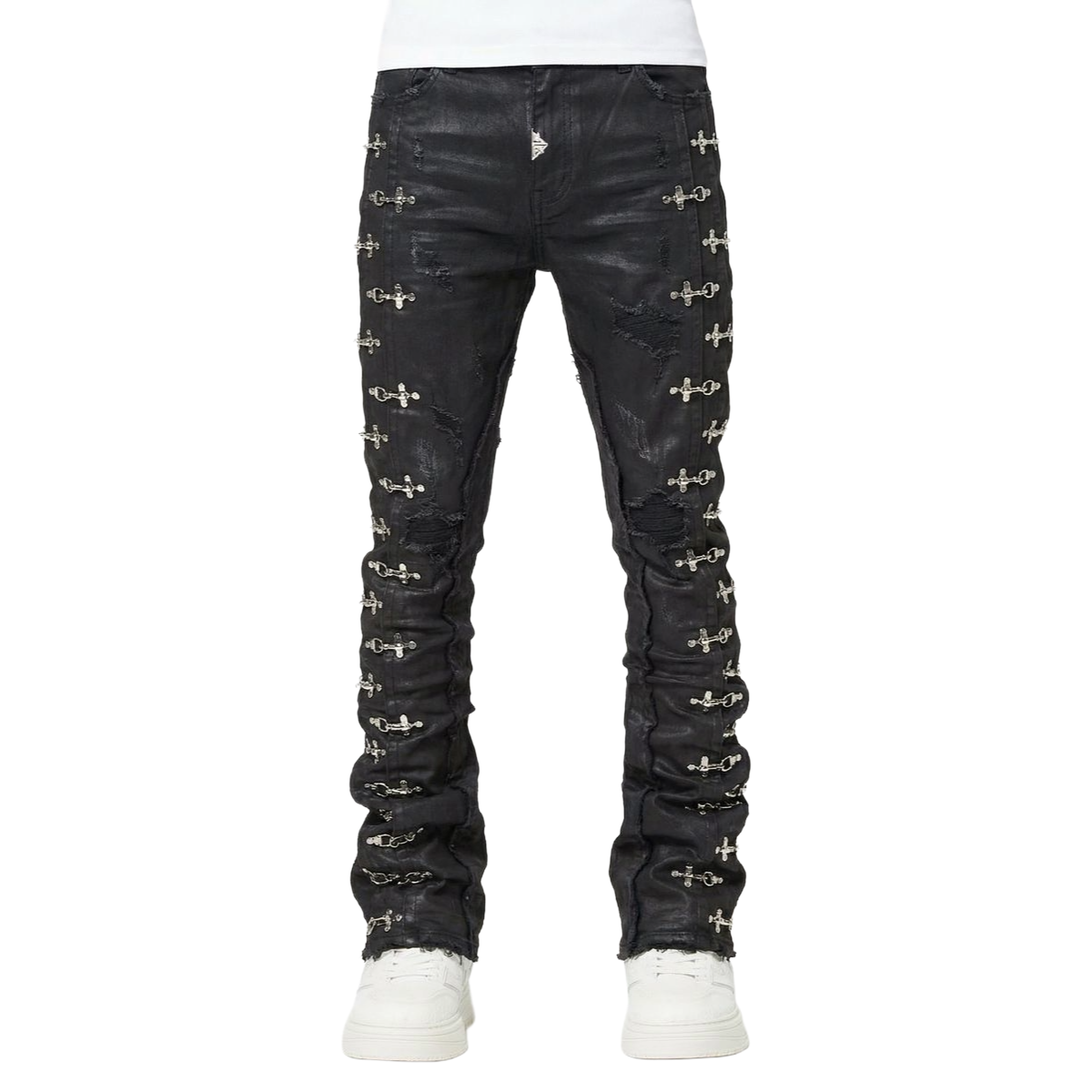 GUAPI 'AVIATION CLASP' SLIM STACKED DENIM (OBSIDIAN BLK)
