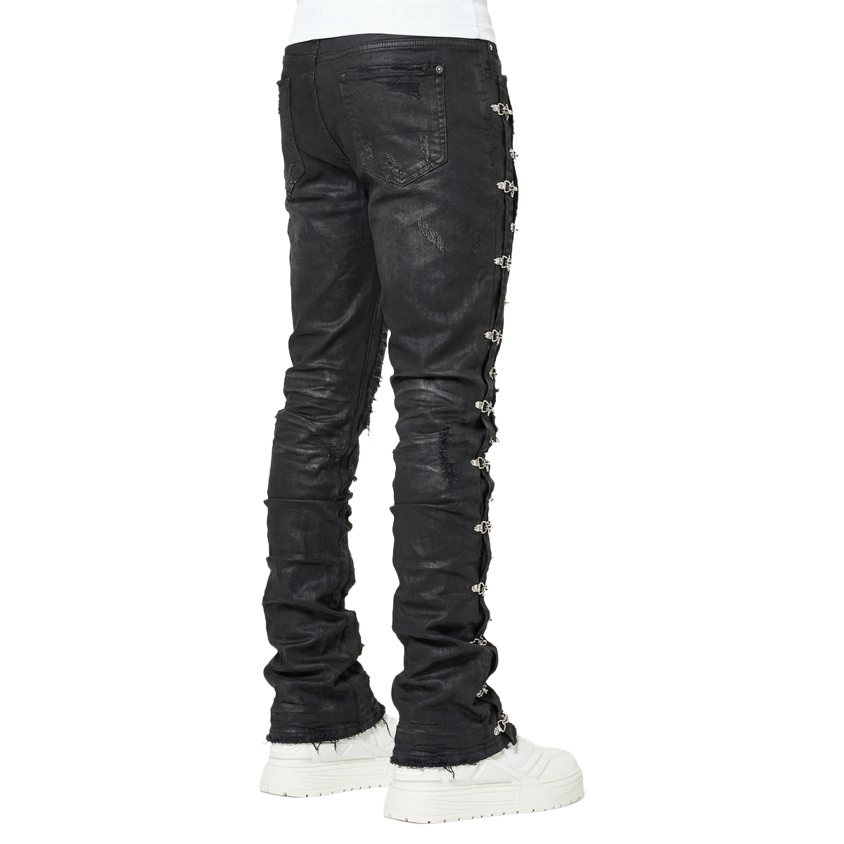 GUAPI 'AVIATION CLASP' SLIM STACKED DENIM (OBSIDIAN BLK)