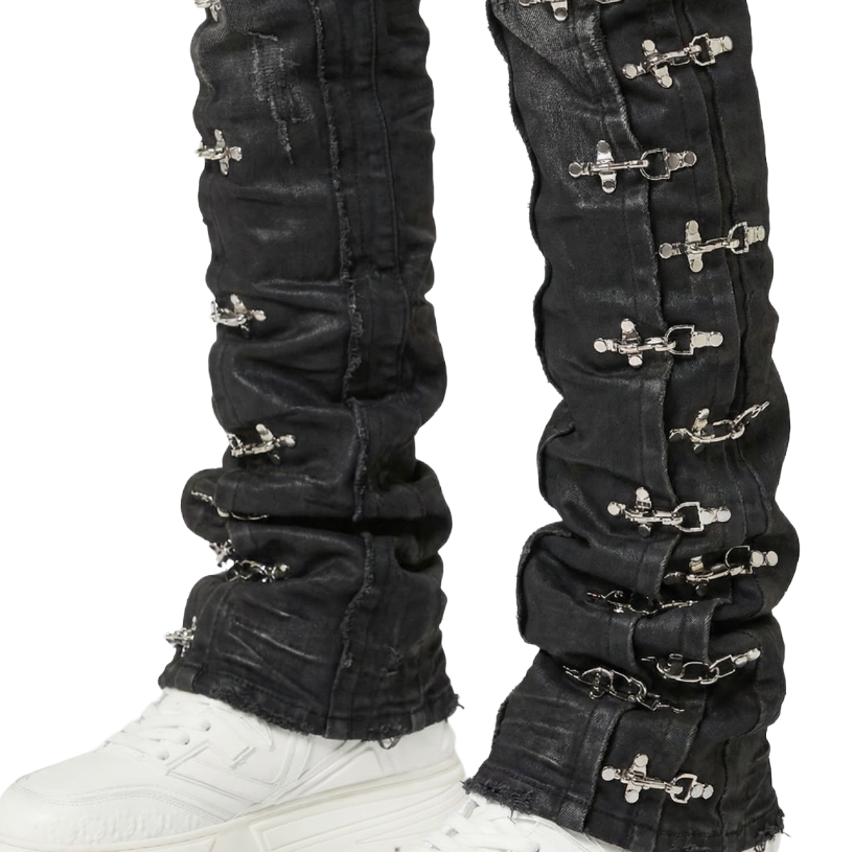GUAPI 'AVIATION CLASP' SLIM STACKED DENIM (OBSIDIAN BLK)