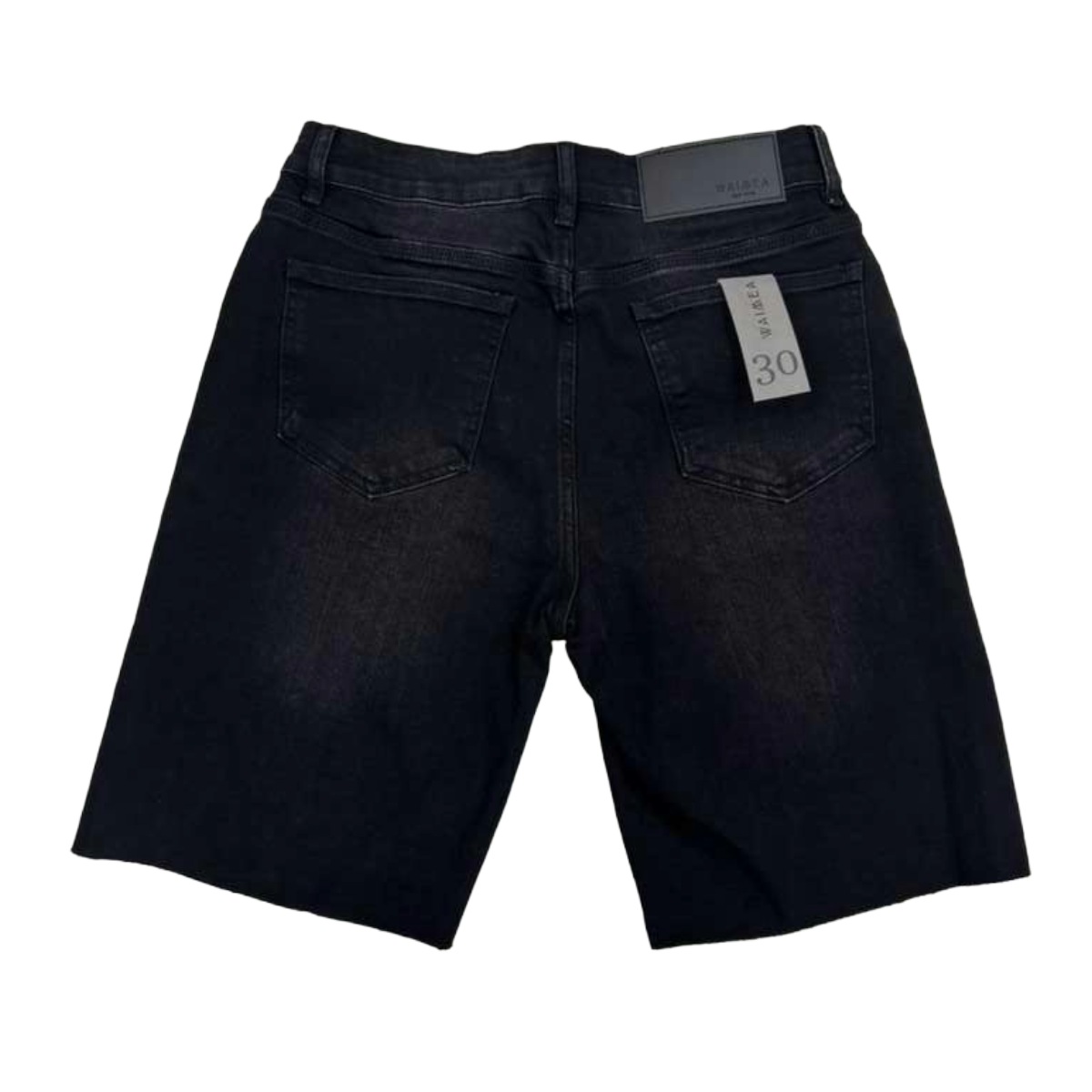 WAIMEA 'CROSS' WASHED DENIM SHORTS (BLK)