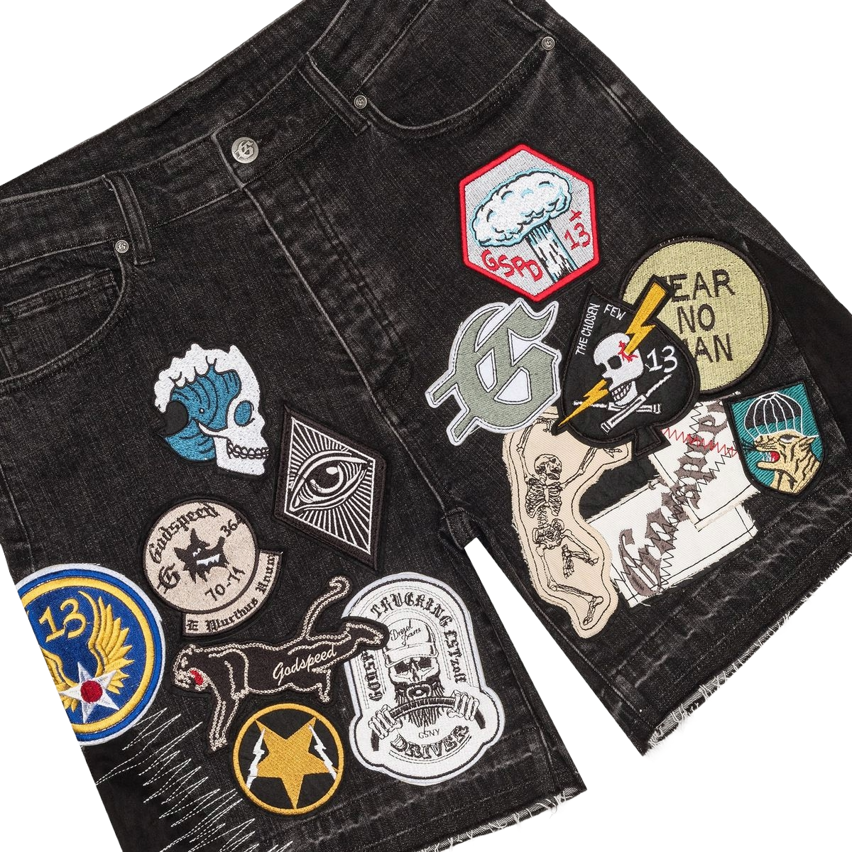 GODSPEED 'PATCHWORK V2' DENIM SHORTS (BLK)