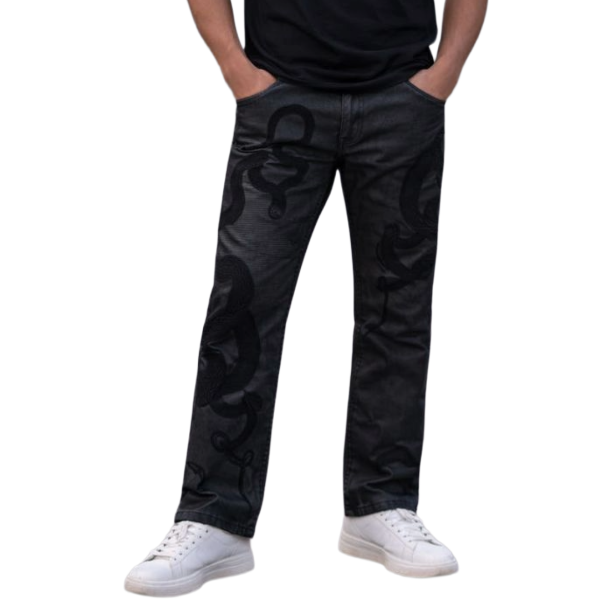 WAIMEA 'SNAKE' SLIM FIT DENIM (JET BLK)