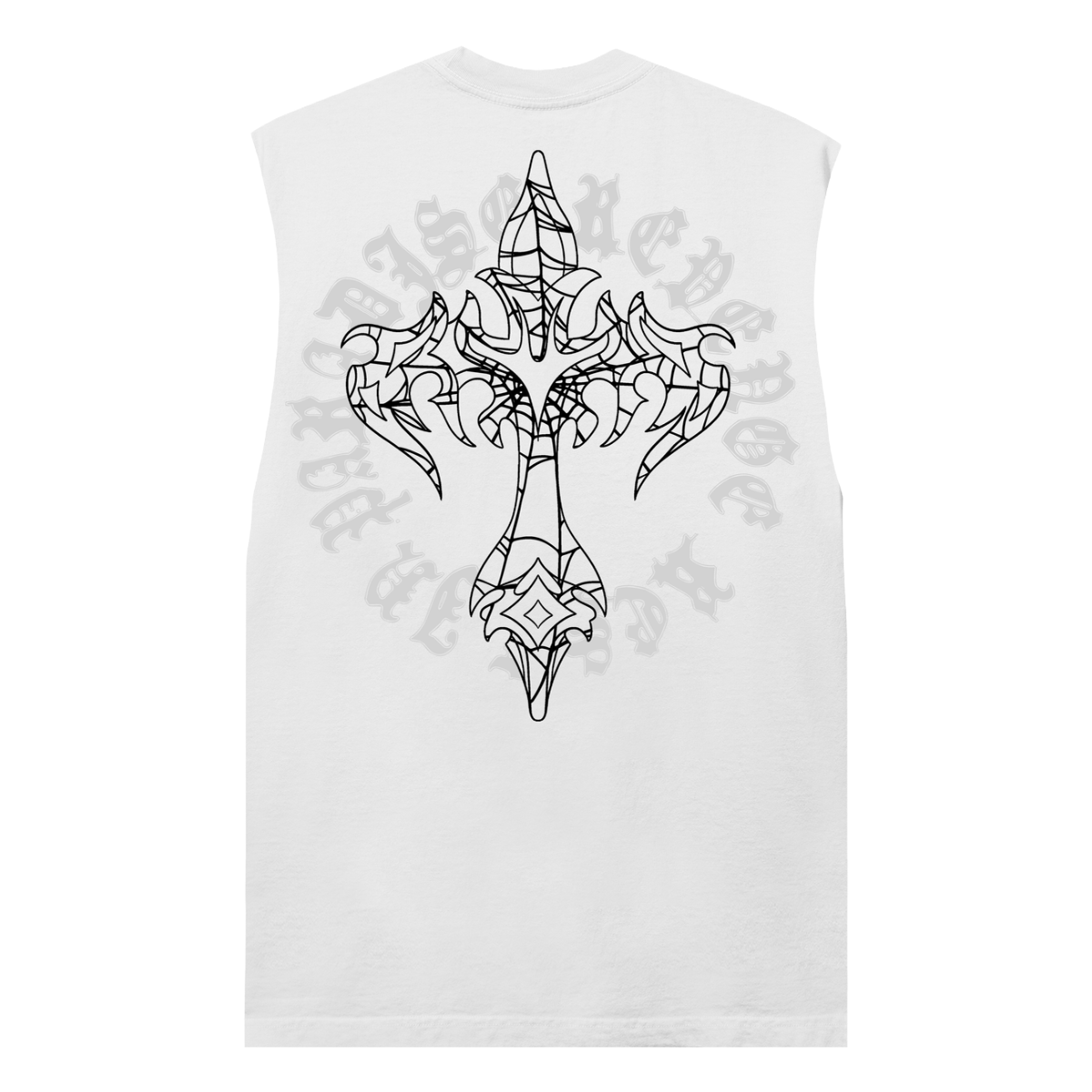 REVENGE 'WEB CROSS' SLEEVELESS (WHT/BLK)