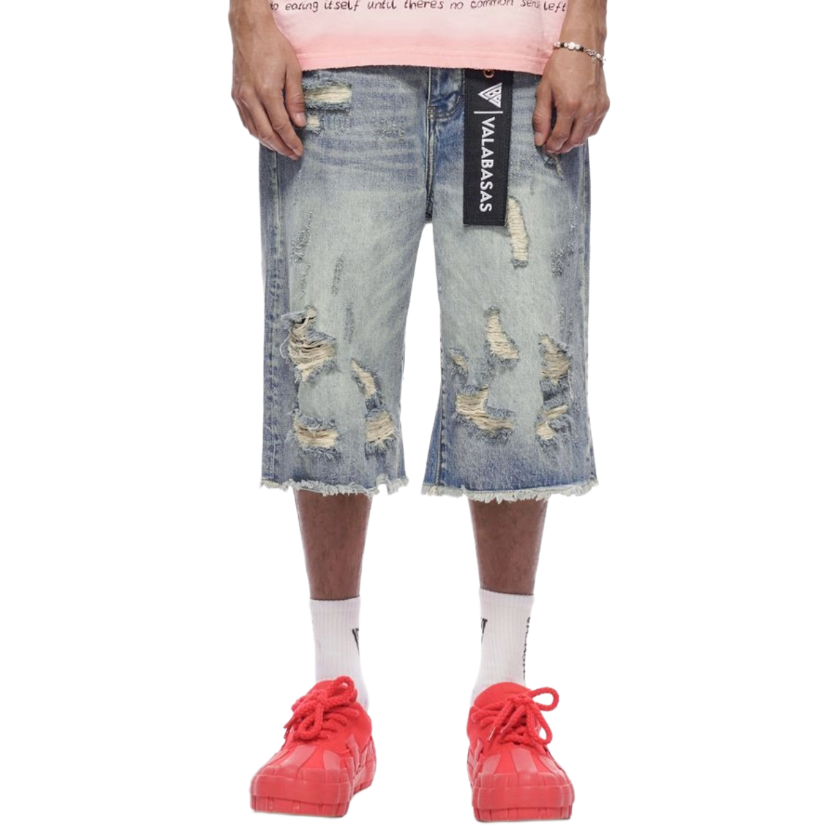 VALABASAS "SNAPPED" BAGGY DENIM SHORTS (BLUE WASH)
