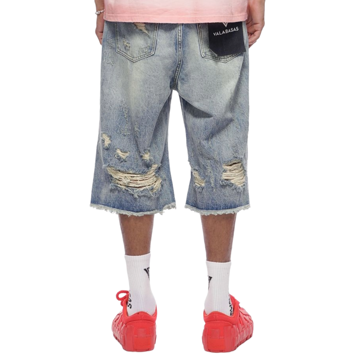 VALABASAS "SNAPPED" BAGGY DENIM SHORTS (BLUE WASH)