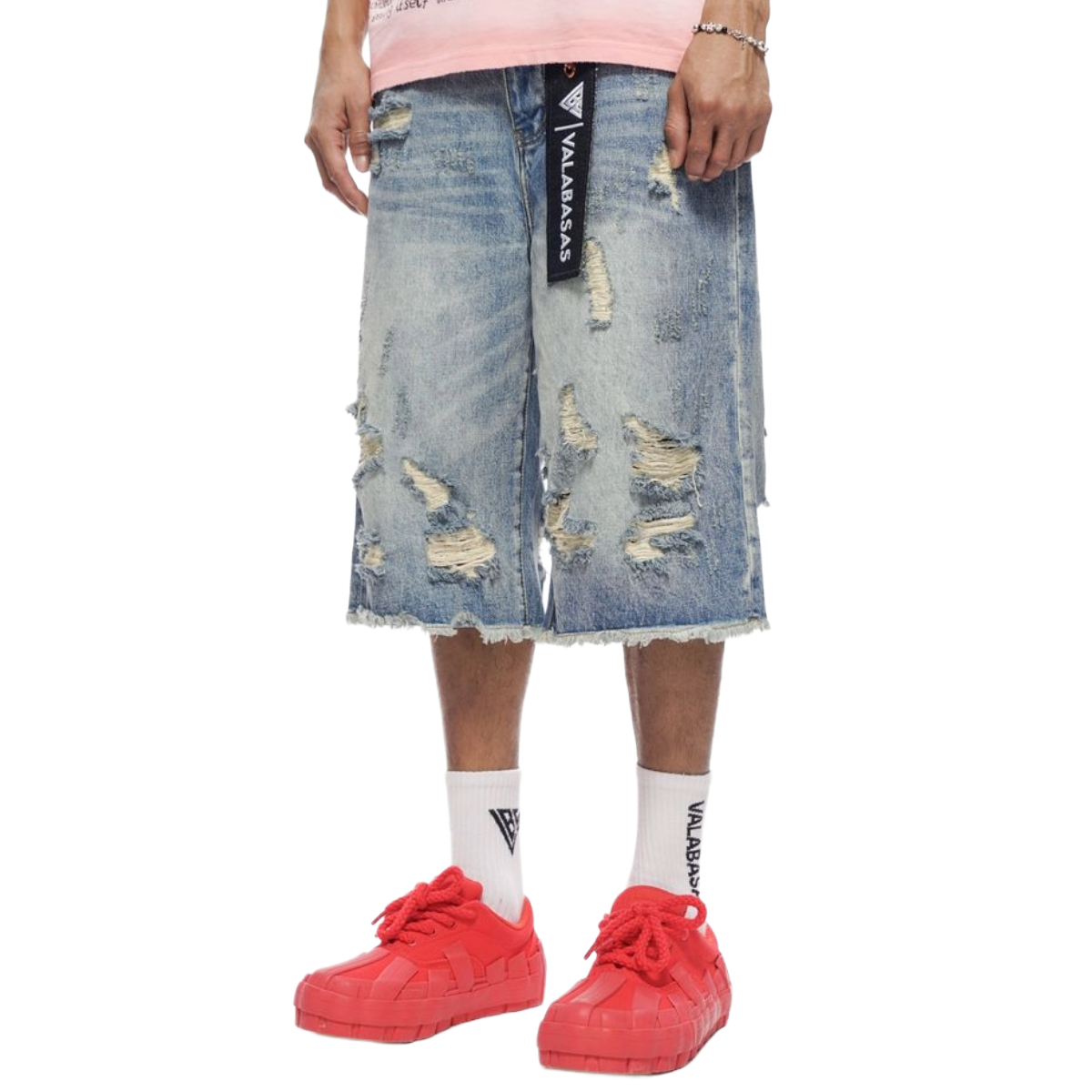 VALABASAS "SNAPPED" BAGGY DENIM SHORTS (BLUE WASH)