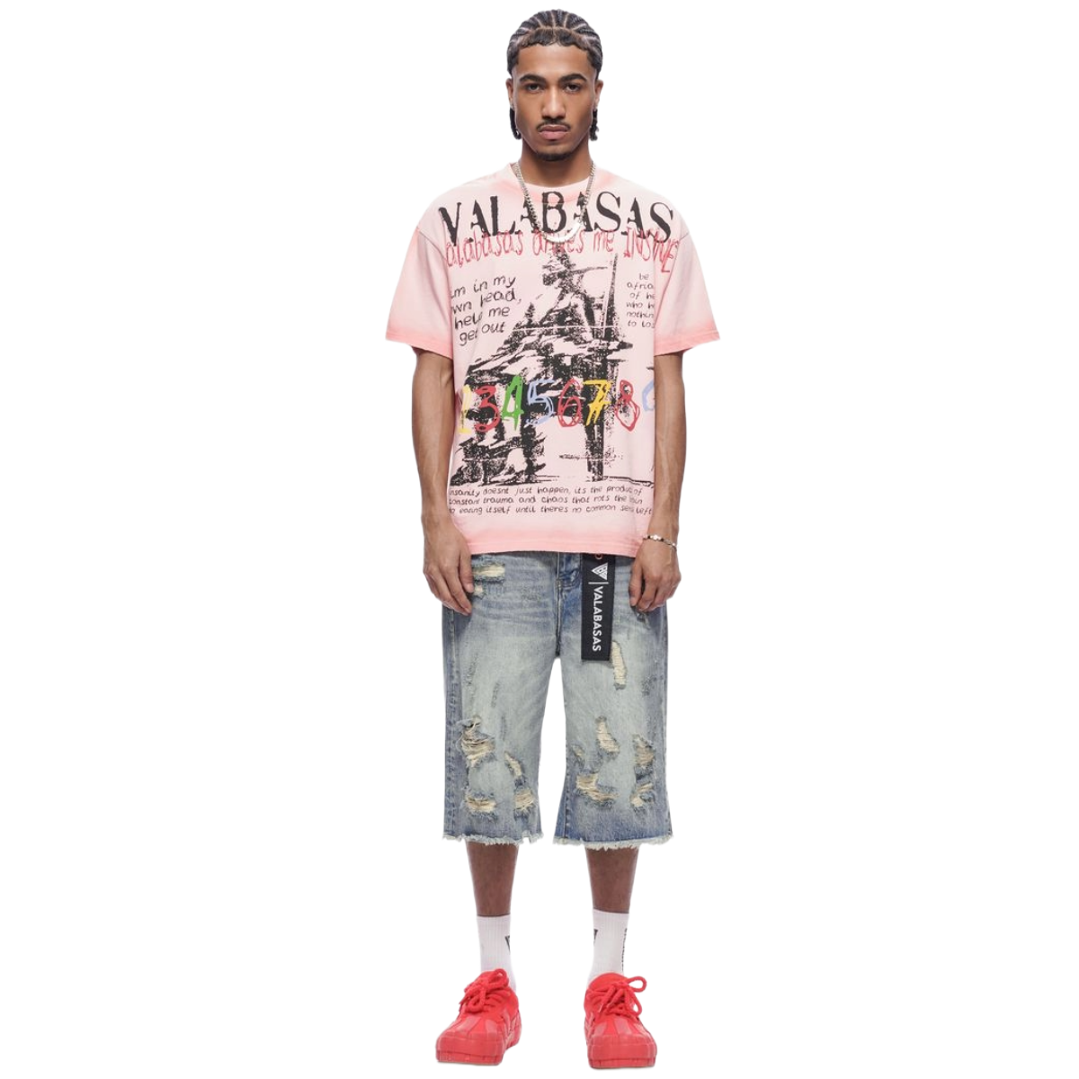 VALABASAS "SNAPPED" BAGGY DENIM SHORTS (BLUE WASH)