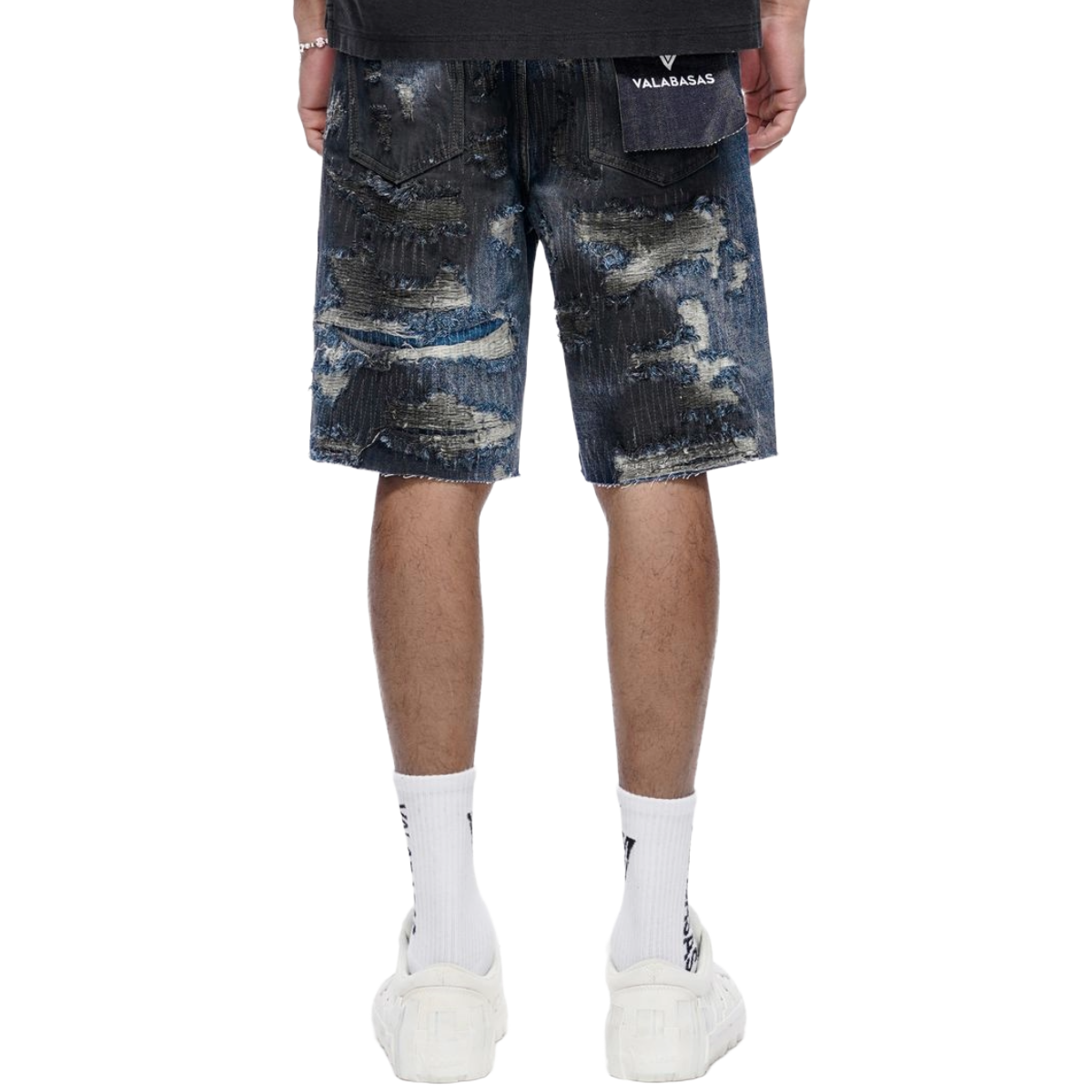 VALABASAS "INCISE" DEMIM SHORTS (DRK BLUE)