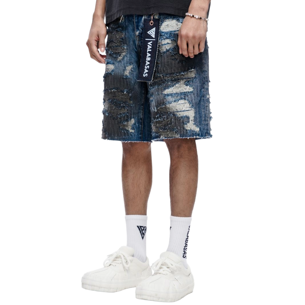 VALABASAS "INCISE" DEMIM SHORTS (DRK BLUE)