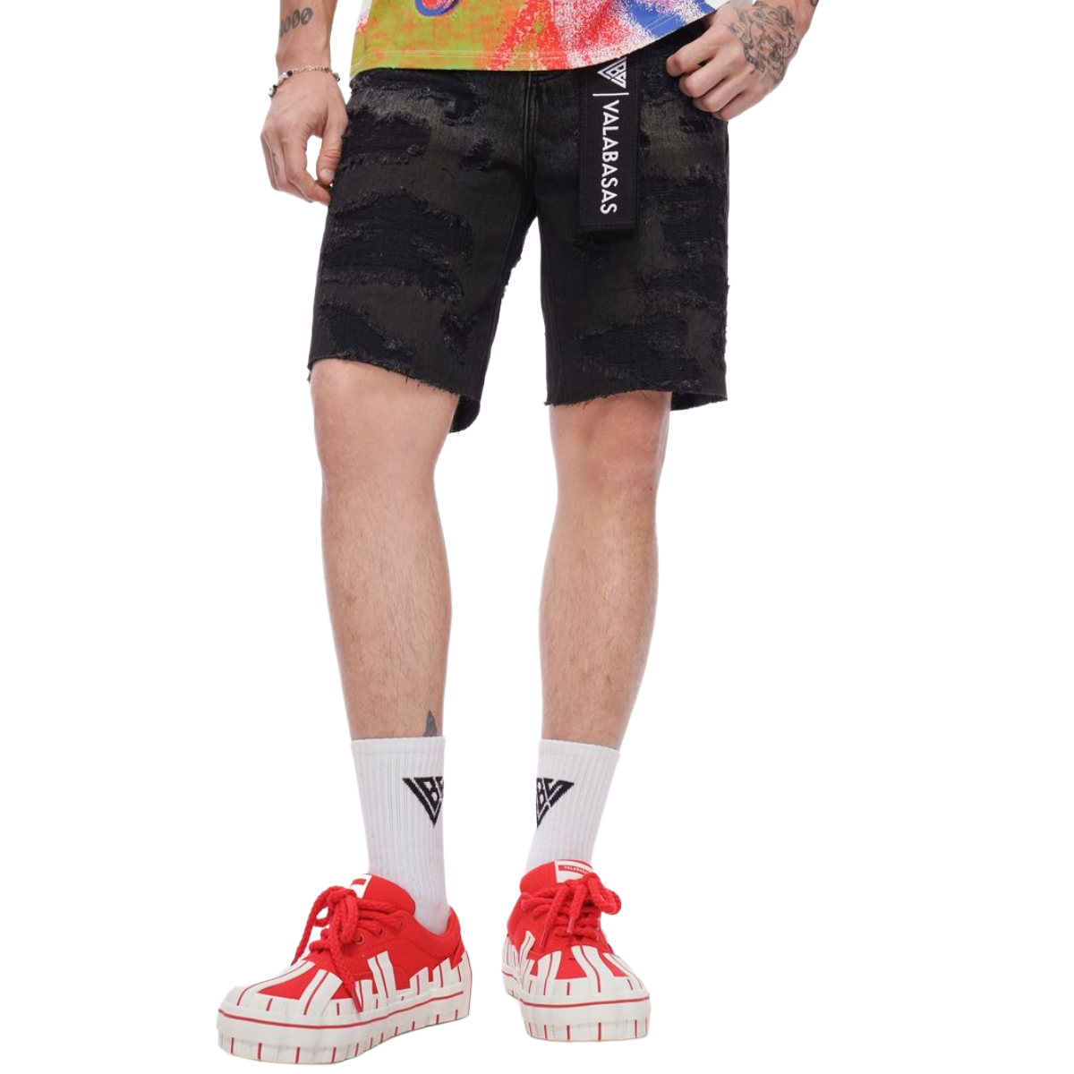 VALABASAS "INCISE" DEMIM SHORTS (DARK GREY WASH)