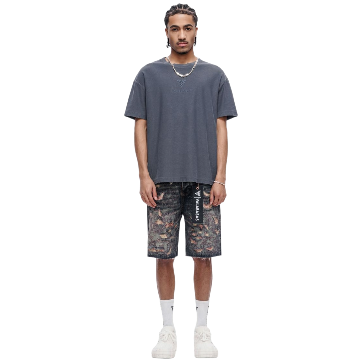 VALABASAS "PATH" DENIM SHORTS (DRK VTG BLUE)