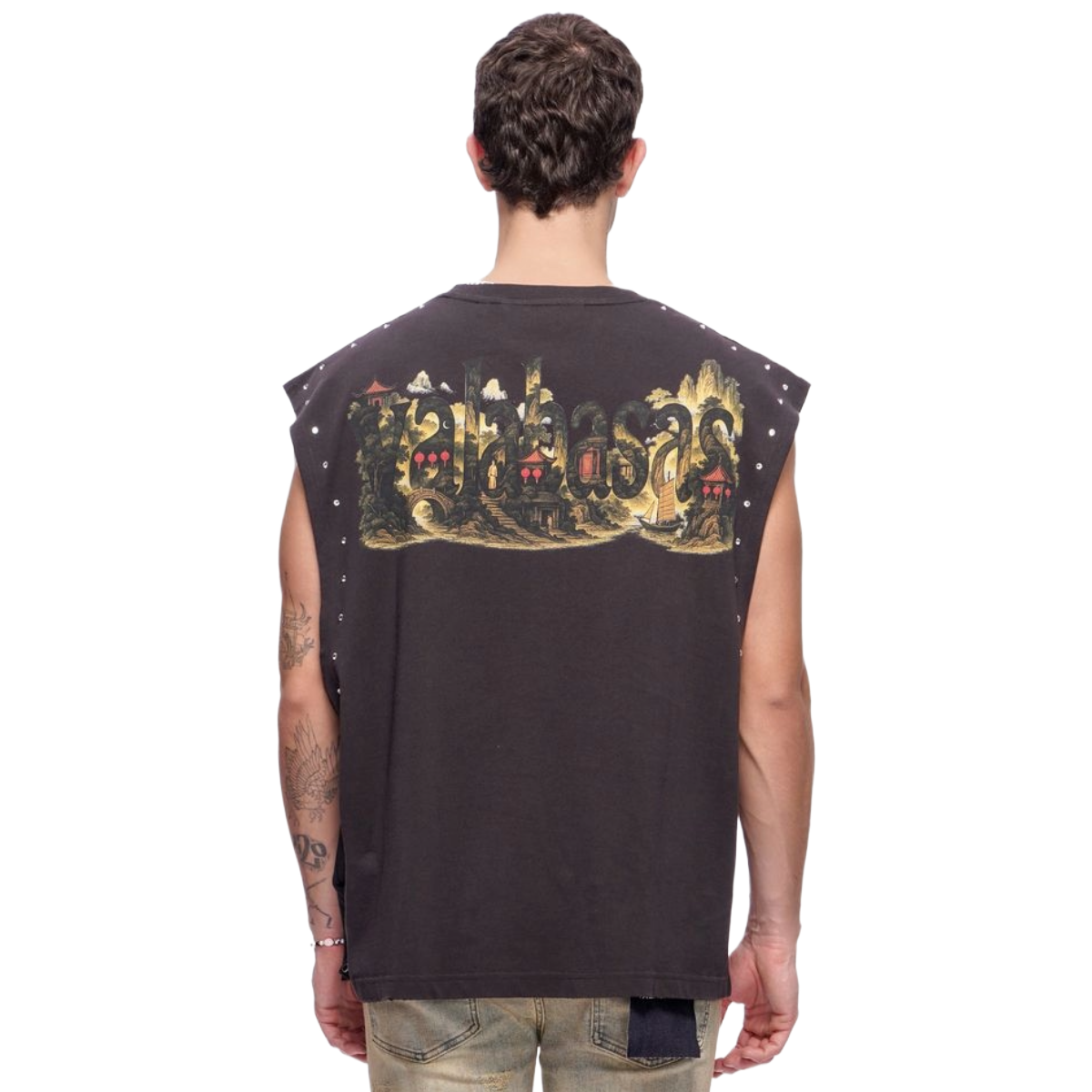 VALABASAS "EMBER GLYPH" CUT OFF TEE (BLK WASH)
