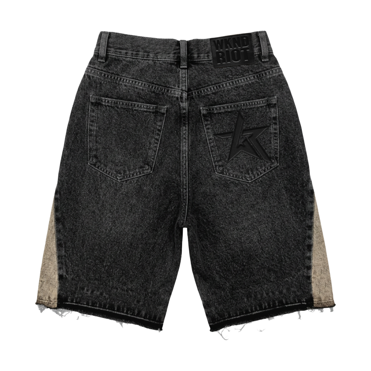 WR 'RIOT COLLECTIVE' DENIM SHORTS (BLK)