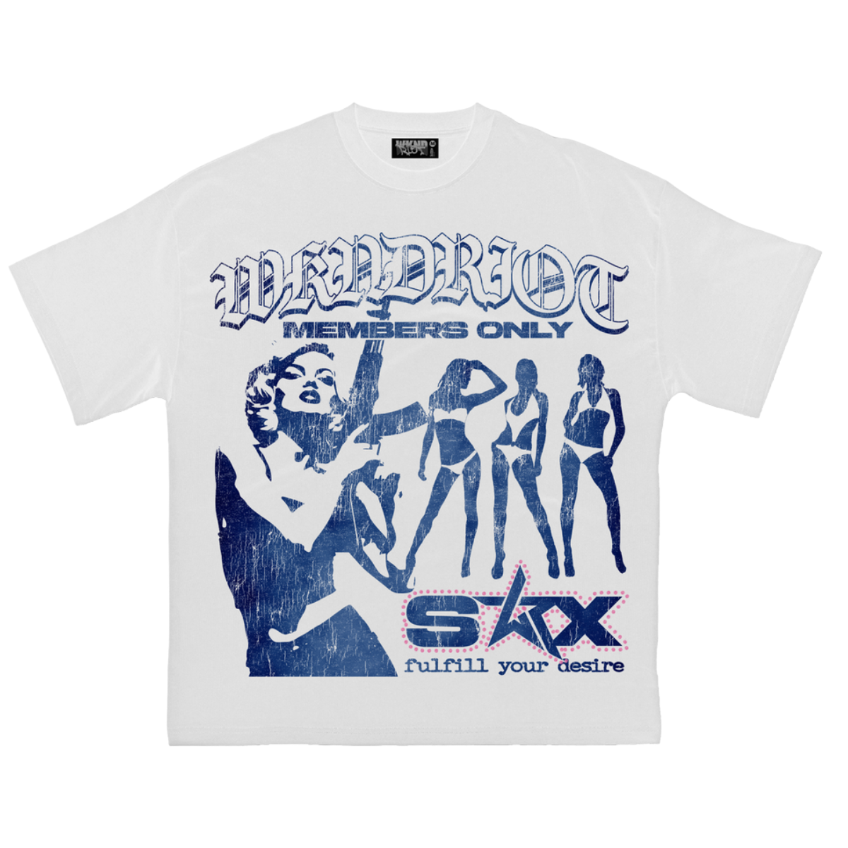 WR 'SEX' W/PNK RHINESTONES SS TEE (WHT)