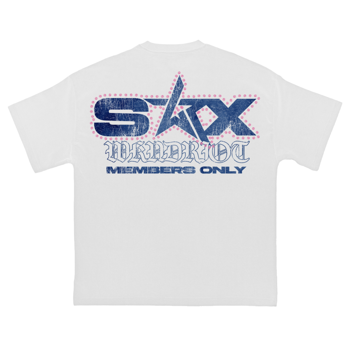 WR 'SEX' W/PNK RHINESTONES SS TEE (WHT)