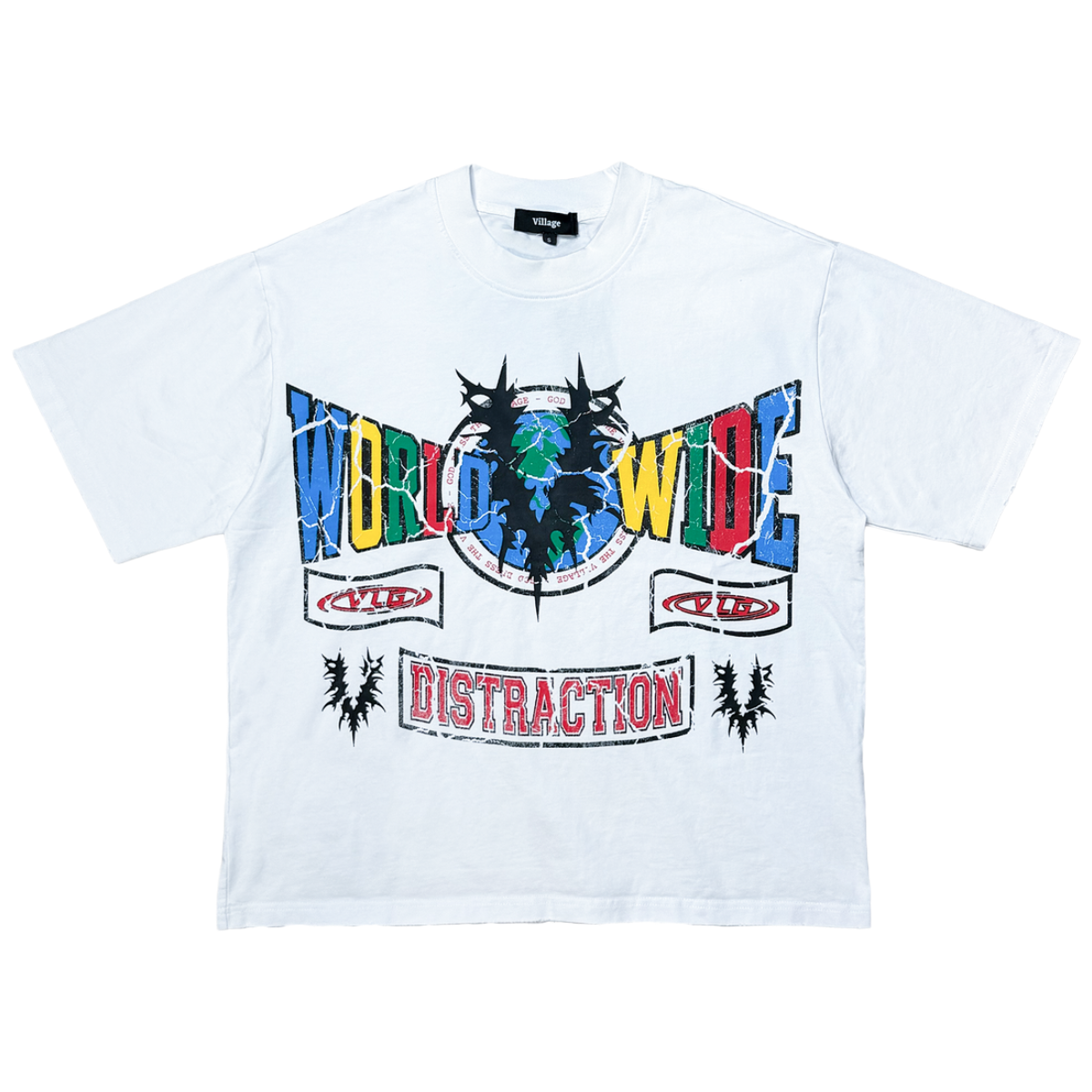 VILLAGE 'WORLDWIDE DISTRACTION' SS TEE (WHT)
