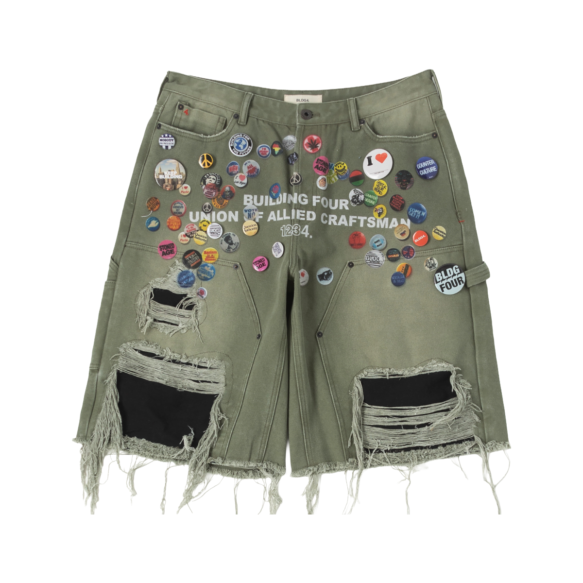 BLDG4 'CHRYSLER' DENIM SHORTS (OLIVE)
