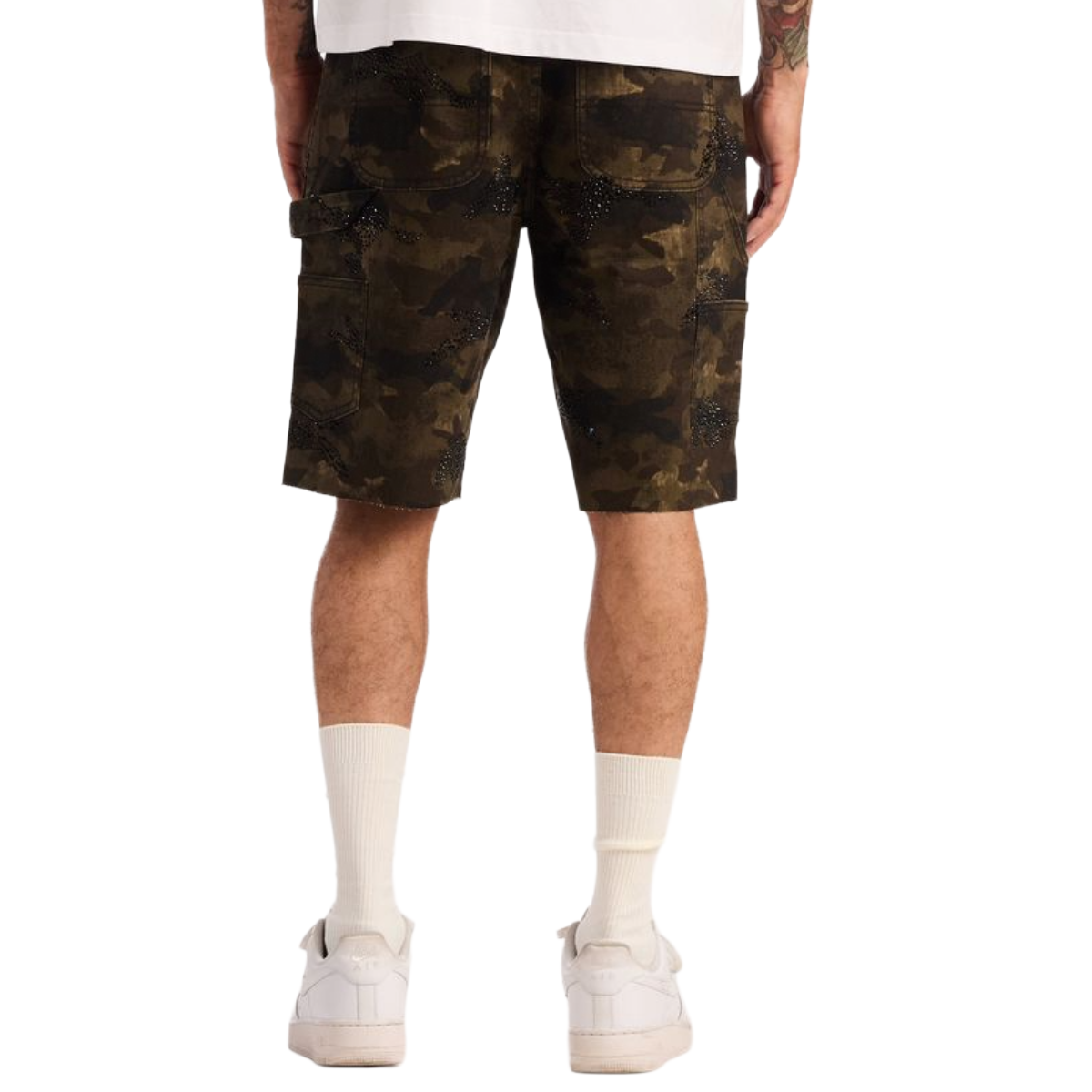 EMBELLISH JAGUAR DENIM SHORTS (CAMO)