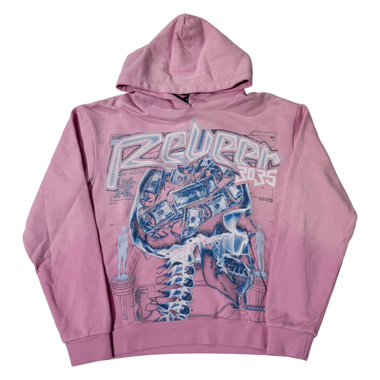RVR "CASHED OUT" PINK WASH HOODIE