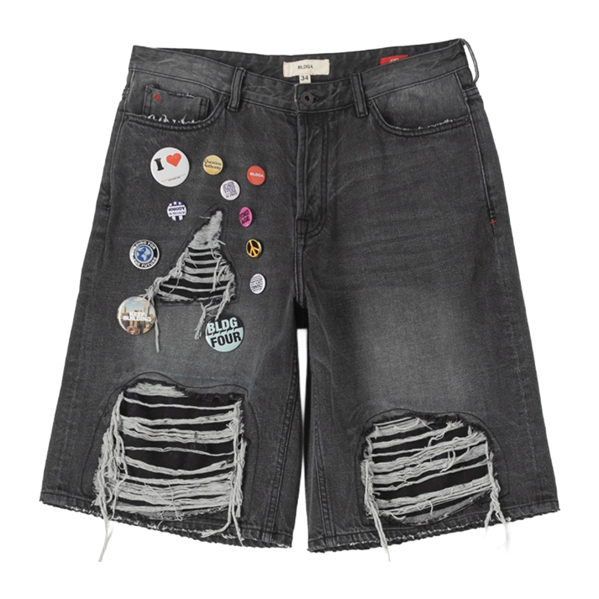 BLDG4 PINK BOY BLACK DENIM SHORTS