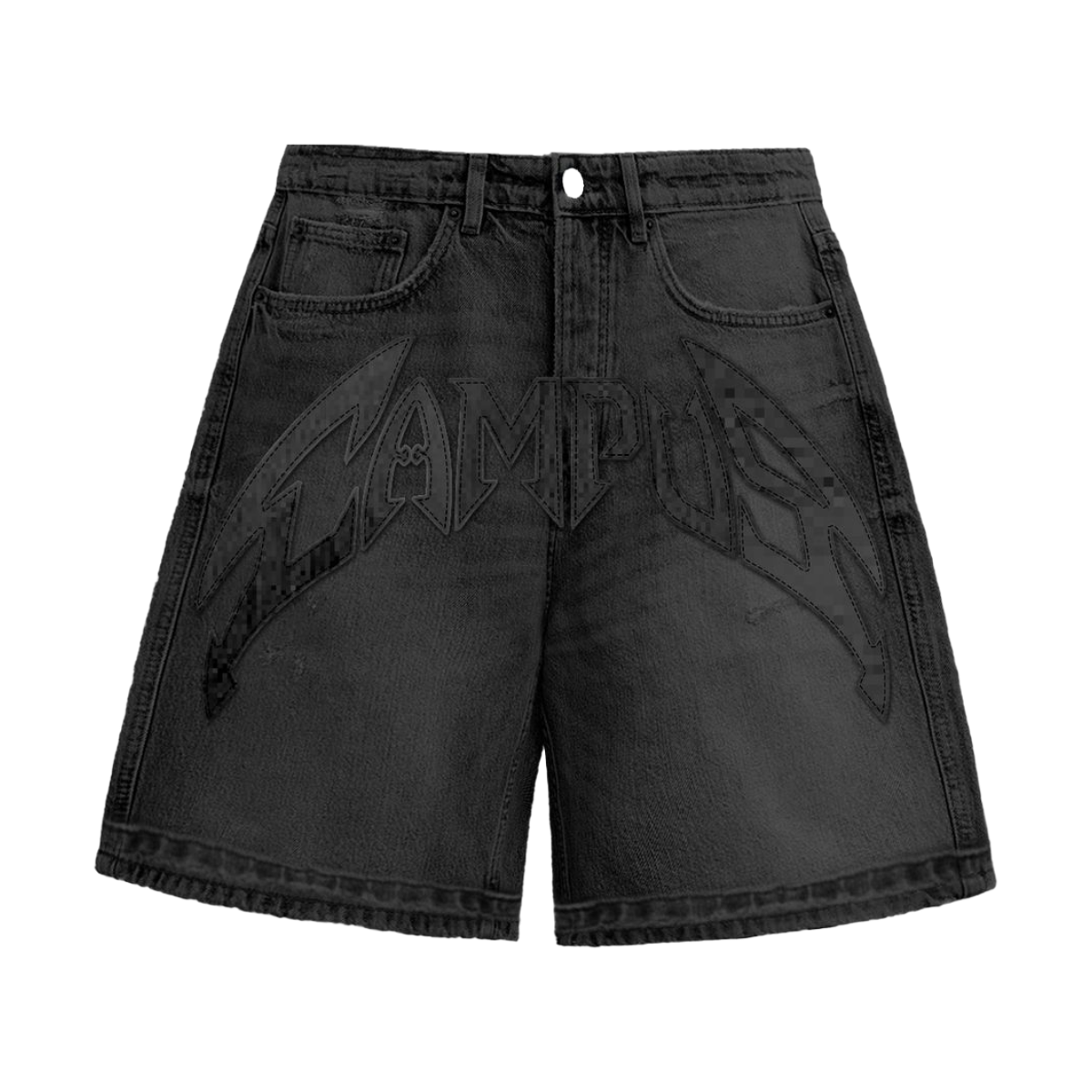 CAMPUS 'APPLIQUE' DENIM SHORT (BLK)