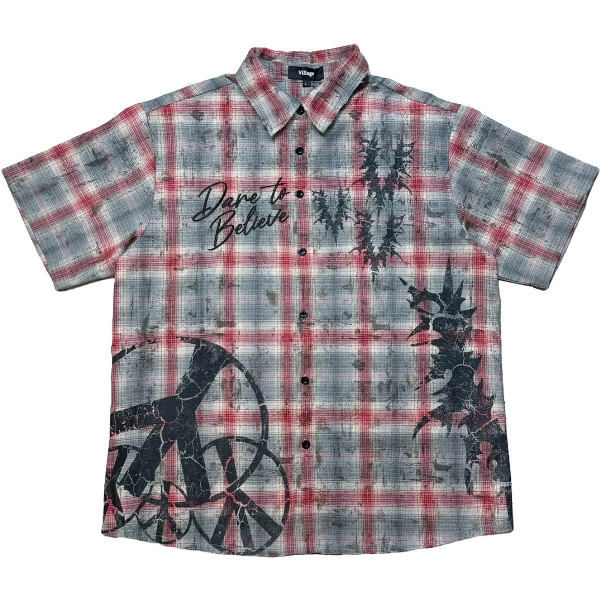 VILLAGE 'PEACE' SS BUTTON UP (RED)
