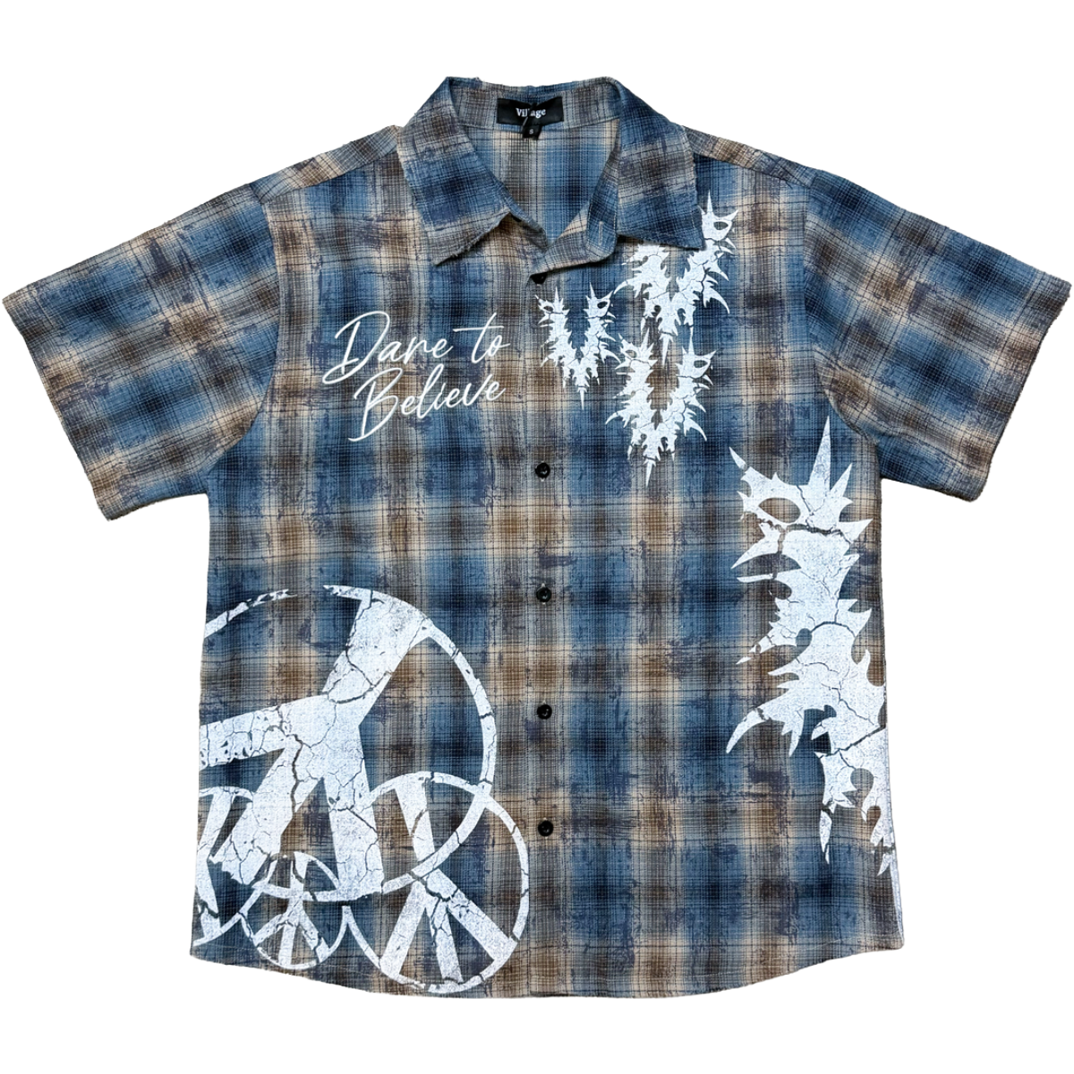 VILLAGE 'PEACE' SS BUTTON UP (BLUE)
