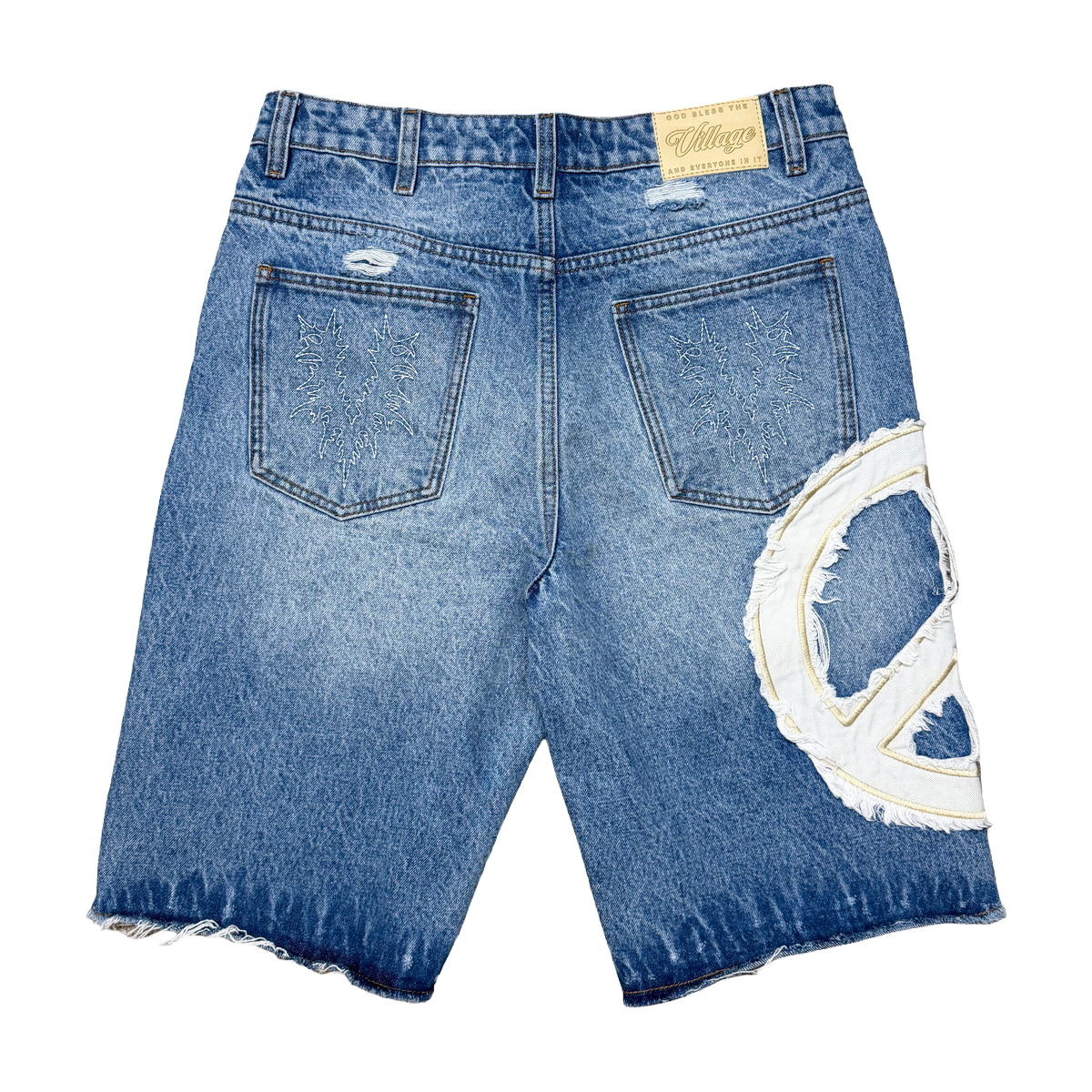 VILLAGE 'PEACE' DENIM SHORT (BLUE)